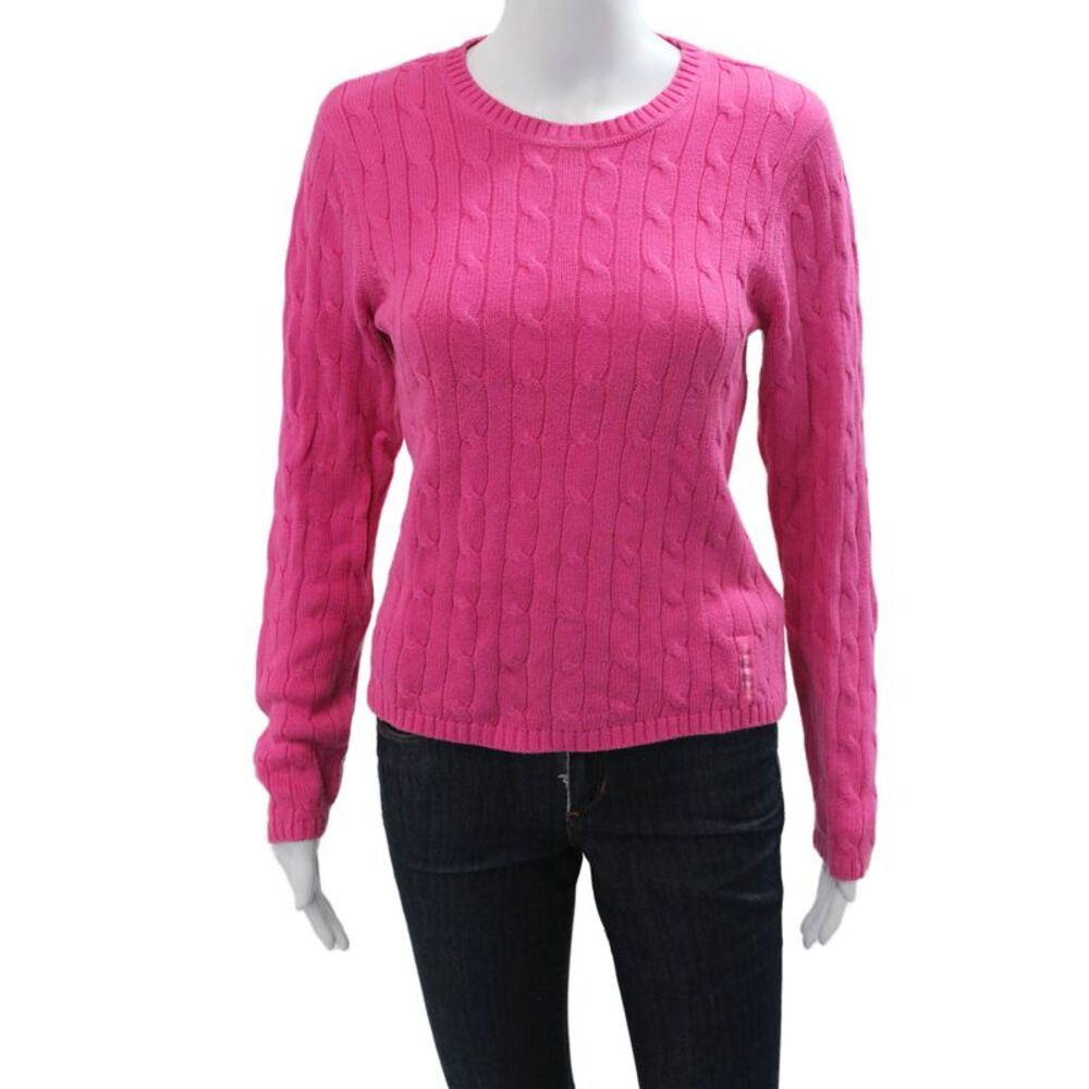 Ralph Lauren Polo Jeans Women Pullover Sweater Pink Crew Neck Size M